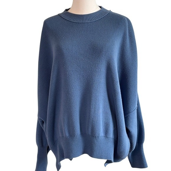 Free People Sweaters - Free People Sweater Blue Size M Oversized Ribbed Knit Boho Consign